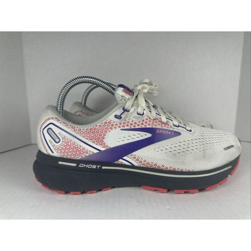 Brooks Ghost 14 Womens Size 8.5 B White Purple Athletic Running Shoes Sneakers